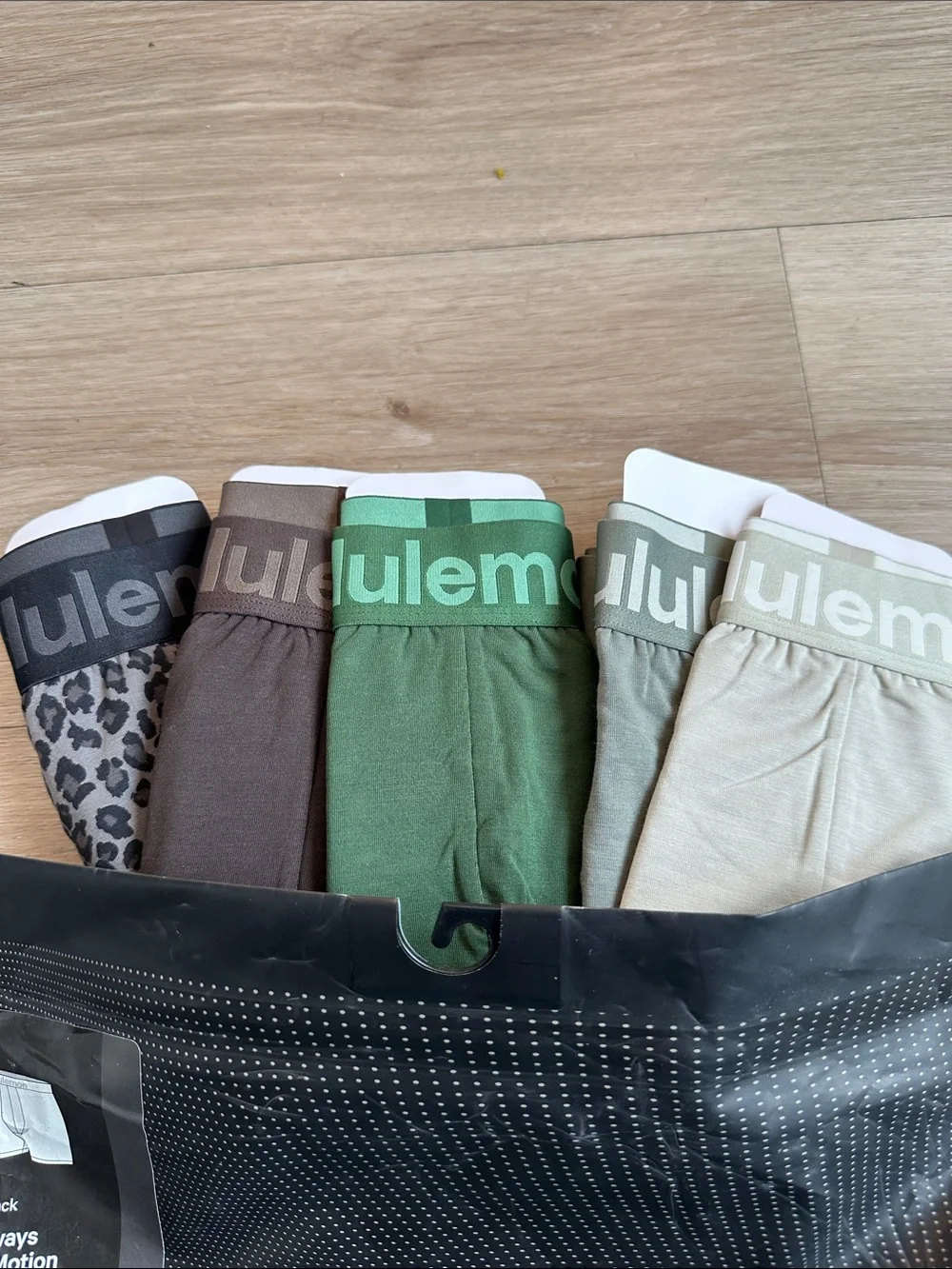 lululemon athletica 5-Pack Boxer Briefs in Black, Brown, Green, Sage, Cream
